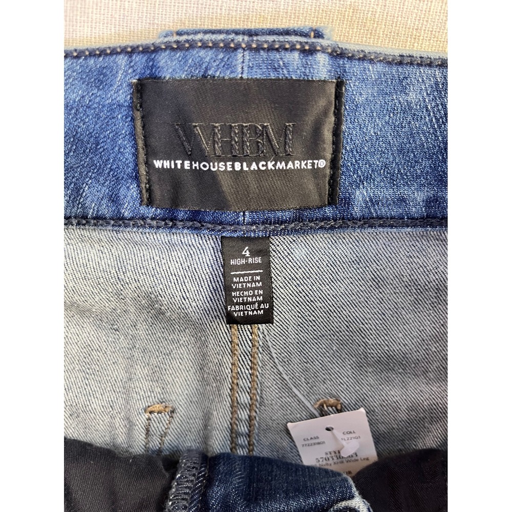 White House Black Market High Rise Wide Leg Sailor Button Jeans Montauk Blue 4R - Picture 8 of 16